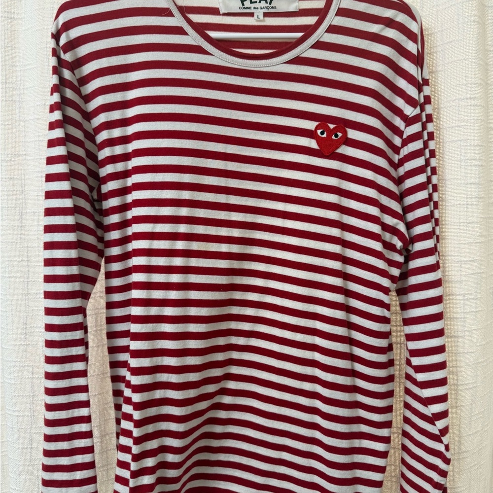 Comme des Garcons PLAY Red and White Striped Shirt
